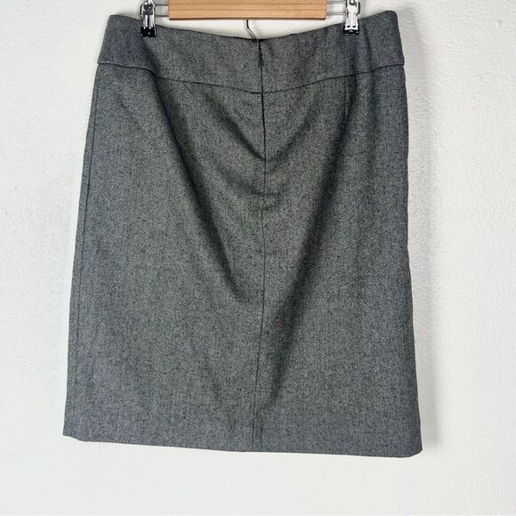 Talbots Wool Ruffle Cascading Grey Pencil Skirt with Slit - Picture 5 of 6